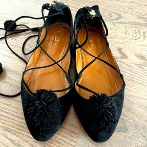 Suede, Aquazurra lace up ankle flats
